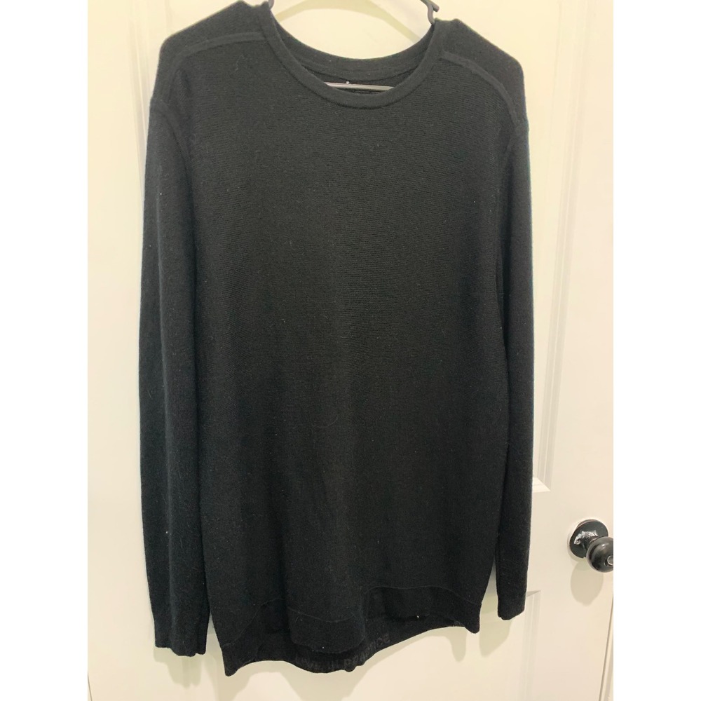 Lululemon Mens Black 100% Merino Wool Crewneck Sweater Live In Practice